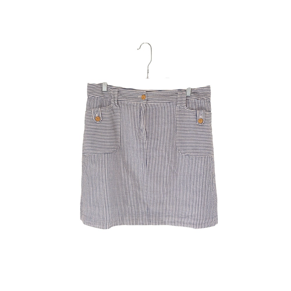 J. McLaughlin‎ Skirt Blue White Seersucker Nautical Yacht Old Money Pencil 10